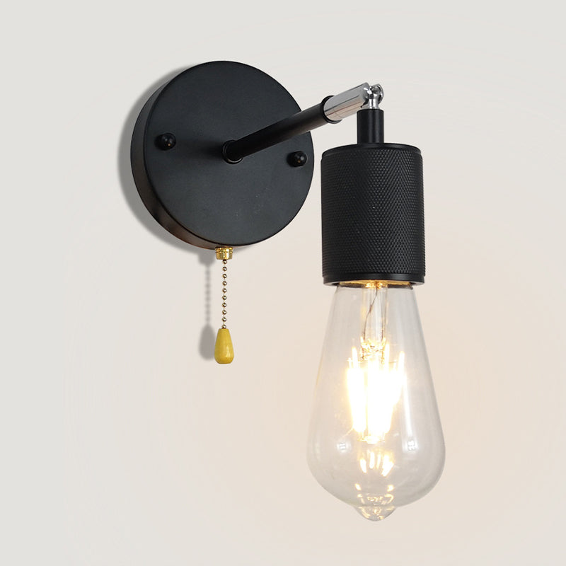 Industrial Tapered Shape Wall Mount Light Fixture Metal 1 Light Sconce Lamp in Black