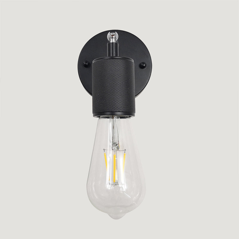 Industrial Tapered Shape Wall Mount Light Fixture Metal 1 Light Sconce Lamp in Black