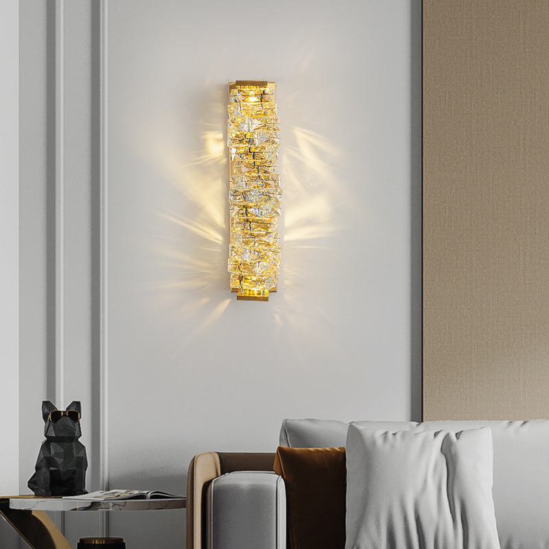 Modern Unique Shape Wall Mount Light Fixture Crystal Sconce Lamp in Gold