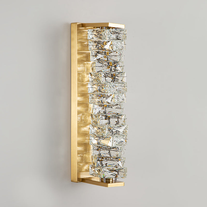 Modern Unique Shape Wall Mount Light Fixture Crystal Sconce Lamp in Gold
