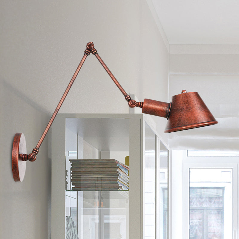 Acabado de óxido de hierro Luz de pared Bell 1 Light Farmhouse Murn Monte Monte con un brazo oscilante de 6 "+6"/12 "+6" l