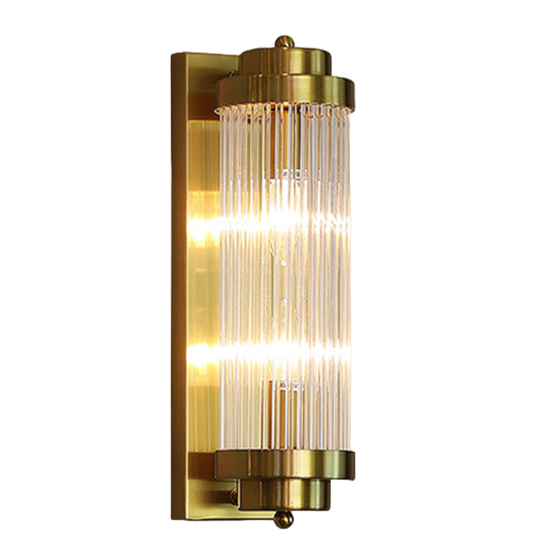 Modern Style Cylinder Wall Sconce Crystal 2 Light Sconces for Living Room