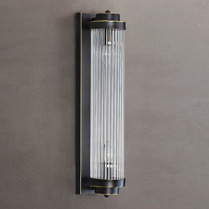 Modern Style Cylinder Wall Sconce Crystal 2 Light Sconces for Living Room