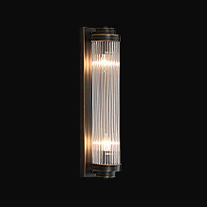 Modern Style Cylinder Wall Sconce Crystal 2 Light Sconces for Living Room