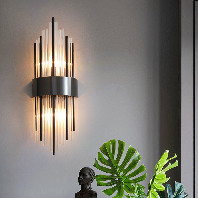 Modern Style Rhombus Wall Sconce Crystal 2 Light Sconces for Living Room