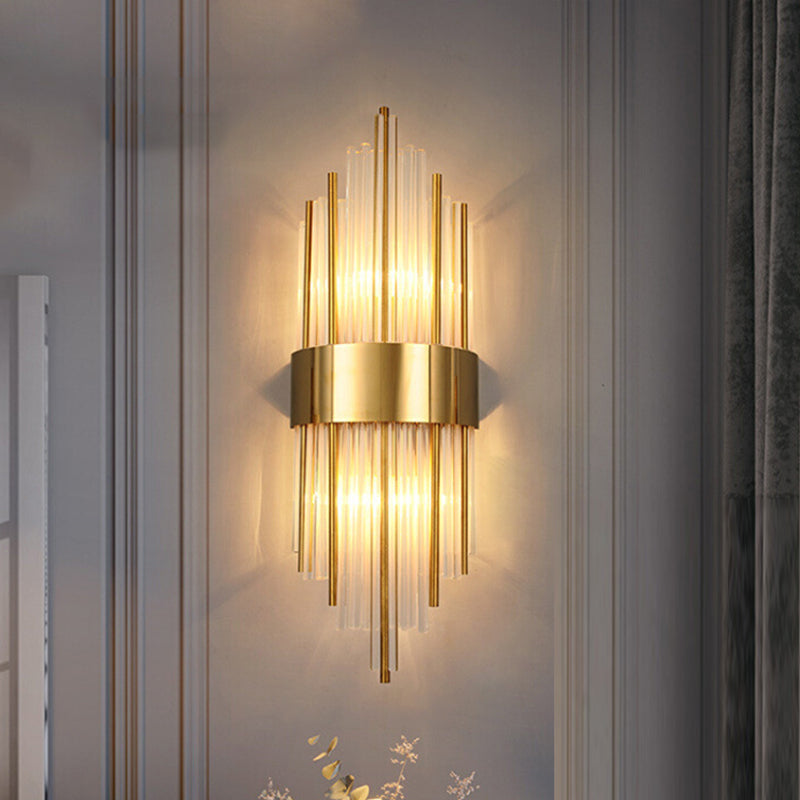 Modern Style Rhombus Wall Sconce Crystal 2 Light Sconces for Living Room