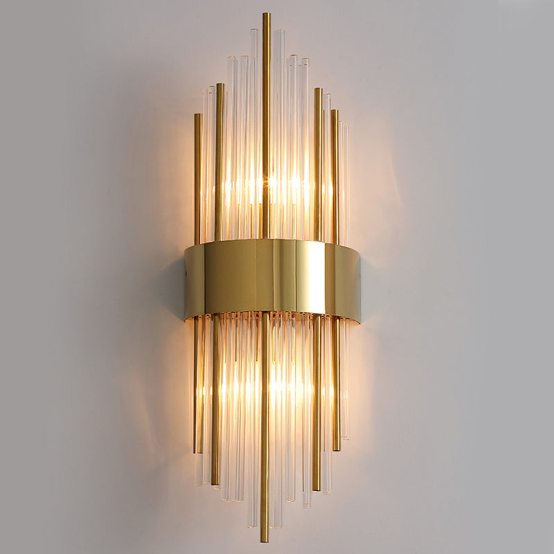 Modern Style Rhombus Wall Sconce Crystal 2 Light Sconces for Living Room