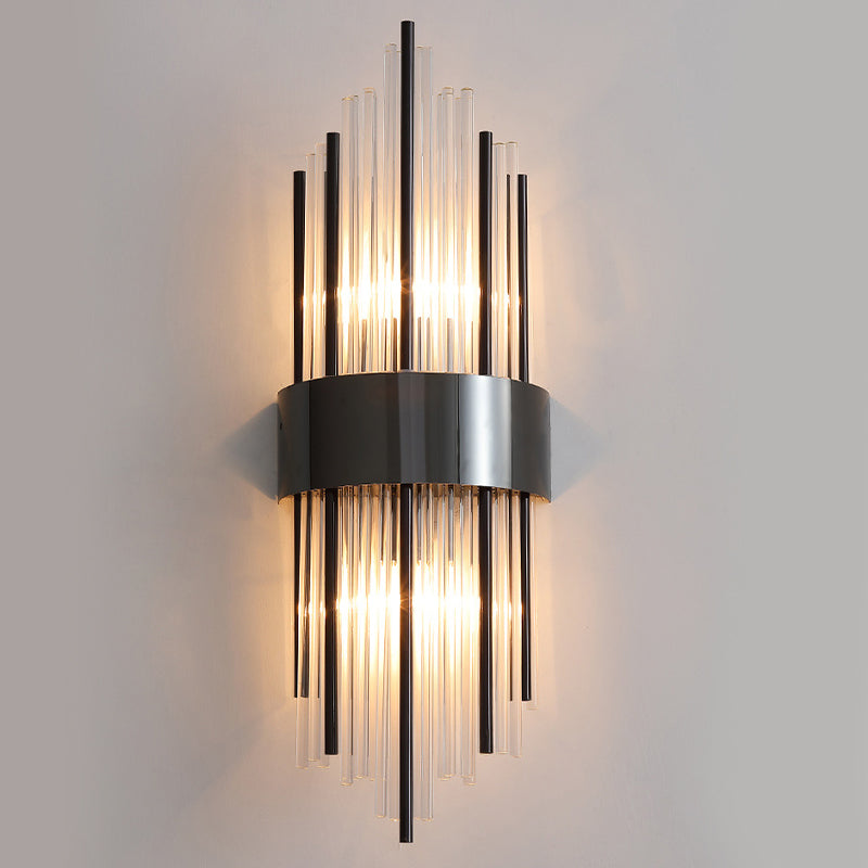 Modern Style Rhombus Wall Sconce Crystal 2 Light Sconces for Living Room