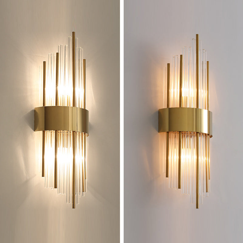 Modern Style Rhombus Wall Sconce Crystal 2 Light Sconces for Living Room