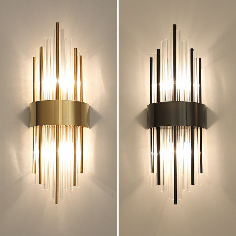 Modern Style Rhombus Wall Sconce Crystal 2 Light Sconces for Living Room