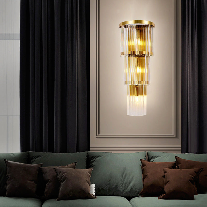 Modern Style Tiered Wall Sconce Crystal Sconces for Living Room