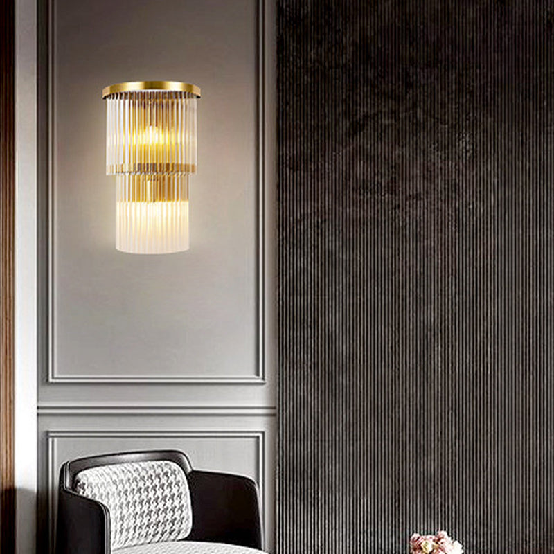 Modern Style Tiered Wall Sconce Crystal Sconces for Living Room