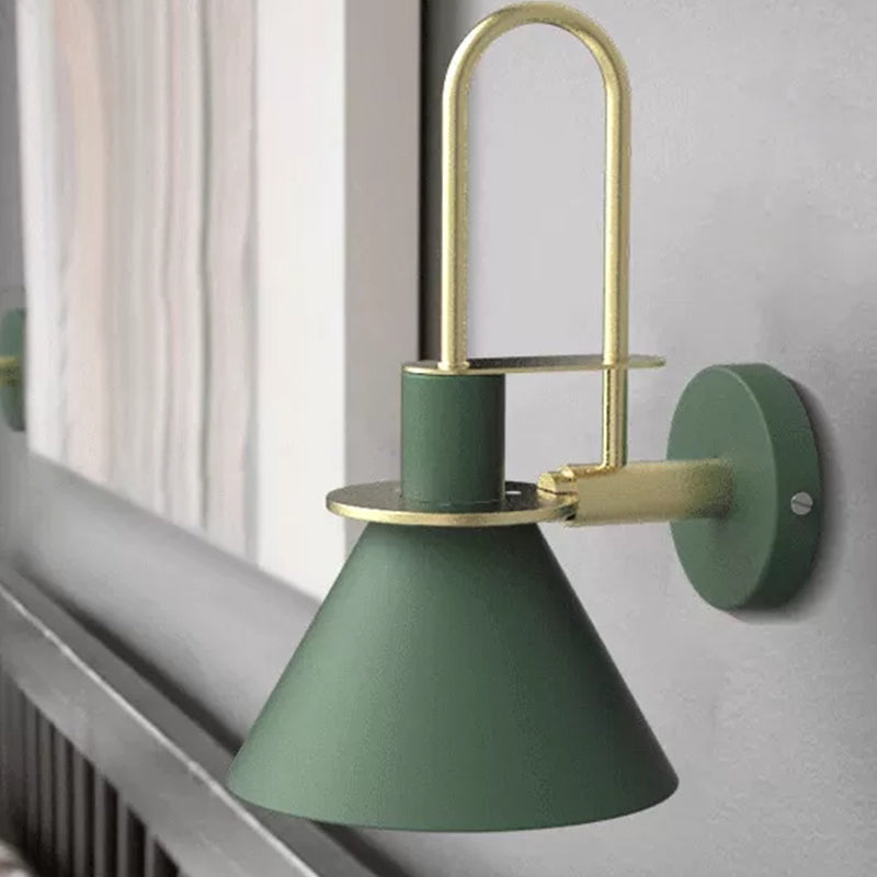 Modern Style Cone Shape Wall Sconce Metal 1 Light Sconces for Bedroom