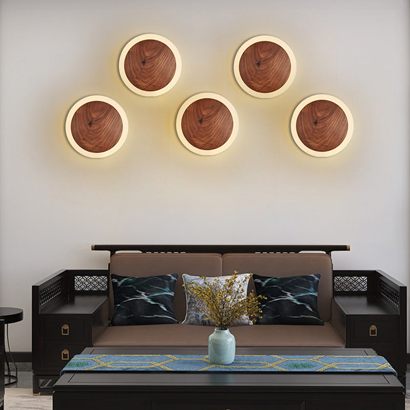 Geometric Shape Wood Wall Light Fixture Modern Style Wall Lamp for Living Room
