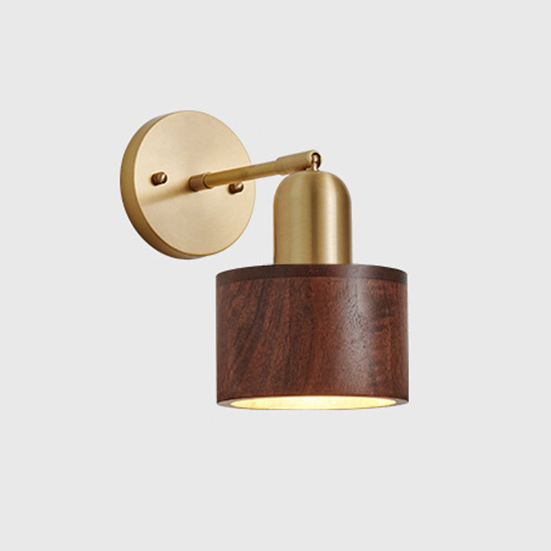 Half Cylinder Shape Wood Wall Light Fixture Modern Style Wall Lamp for Dining Room