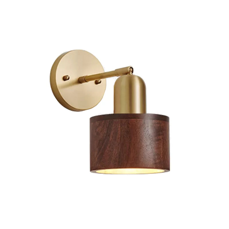 Half Cylinder Shape Wood Wall Light Fixture Modern Style Wall Lamp for Dining Room