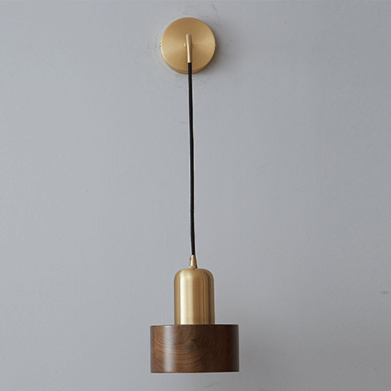 Half Cylinder Shape Wood Wall Light Fixture Modern Style Wall Lamp for Dining Room