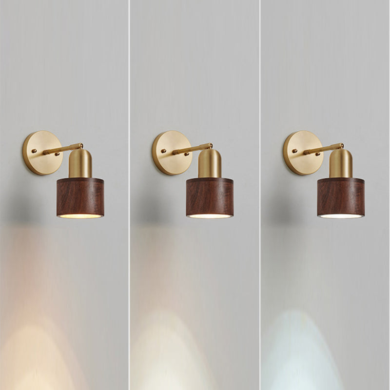 Half Cylinder Shape Wood Wall Light Fixture Modern Style Wall Lamp for Dining Room