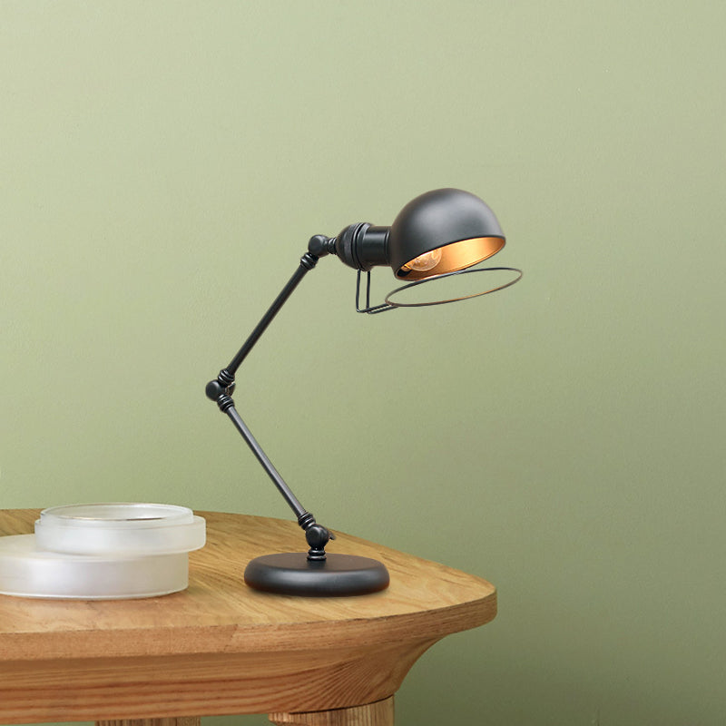 1 Lampenkuppel Task Light Industrial Black Finish Metallic Tischlampe mit Ringdetail und Schwungarm, 6,5 "/8" Breite
