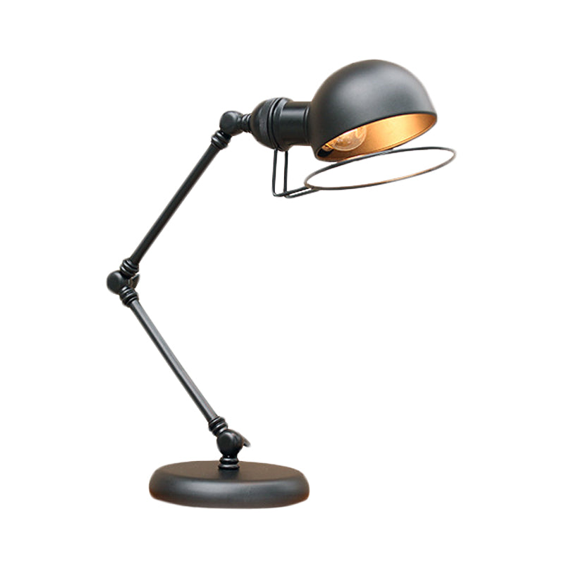 1 Lampenkuppel Task Light Industrial Black Finish Metallic Tischlampe mit Ringdetail und Schwungarm, 6,5 "/8" Breite