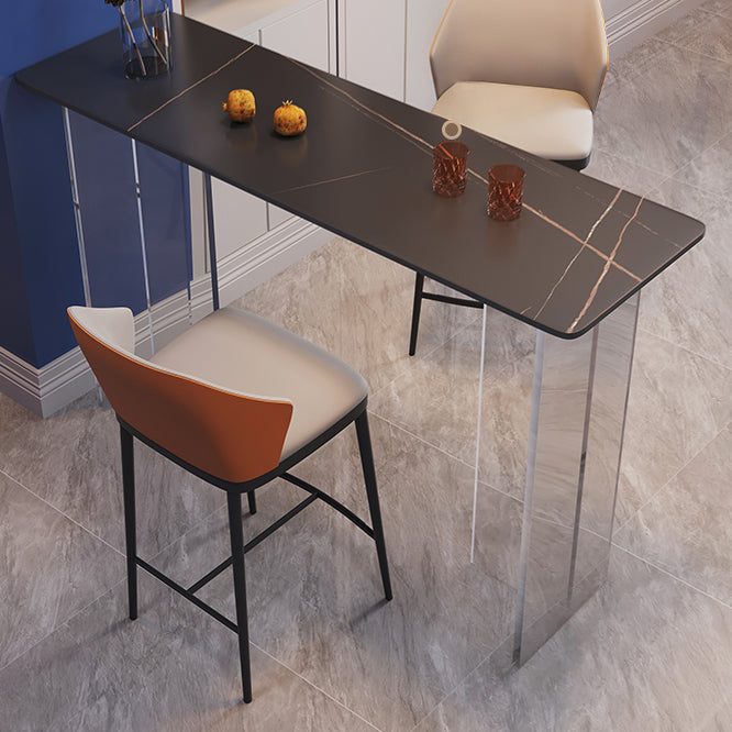Contemporary Style Stone Bar Table Rectangle Bistro Pub Table