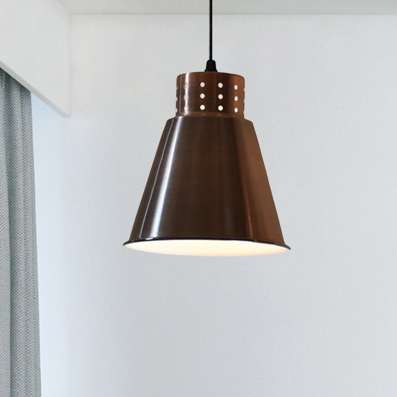 Eisen rosariode Gold hängende Beleuchtungskegel/Kuppel/ausgestattete Schatten 1 Glühbirnenbauernhaus Anhänger für das Restaurant