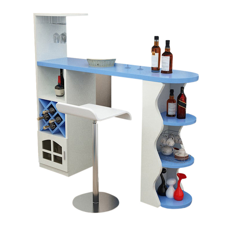 Industrial Pub Table Bar Height Specialty Bar Table with Wine Rack