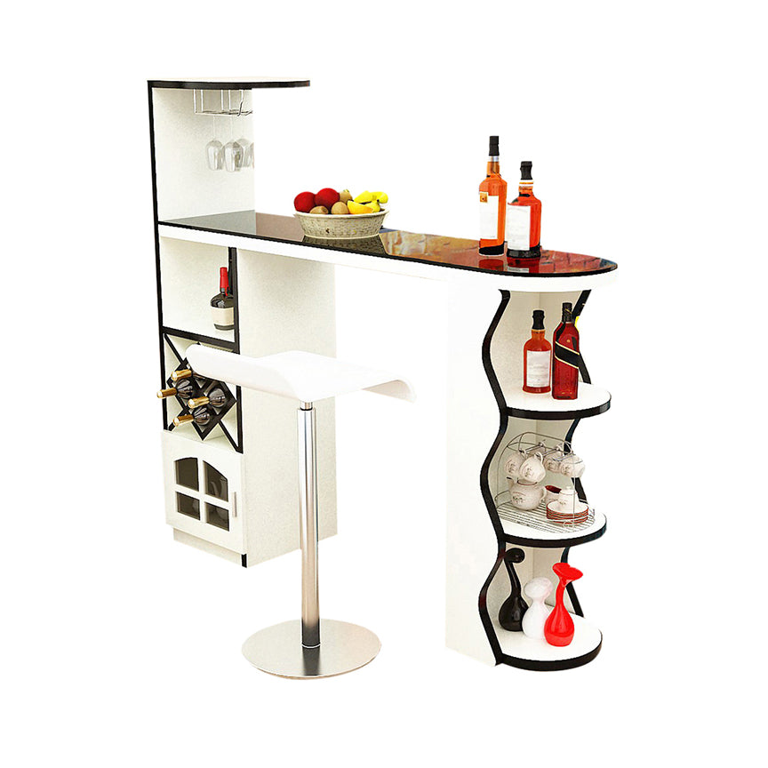 Industrial Pub Table Bar Height Specialty Bar Table with Wine Rack