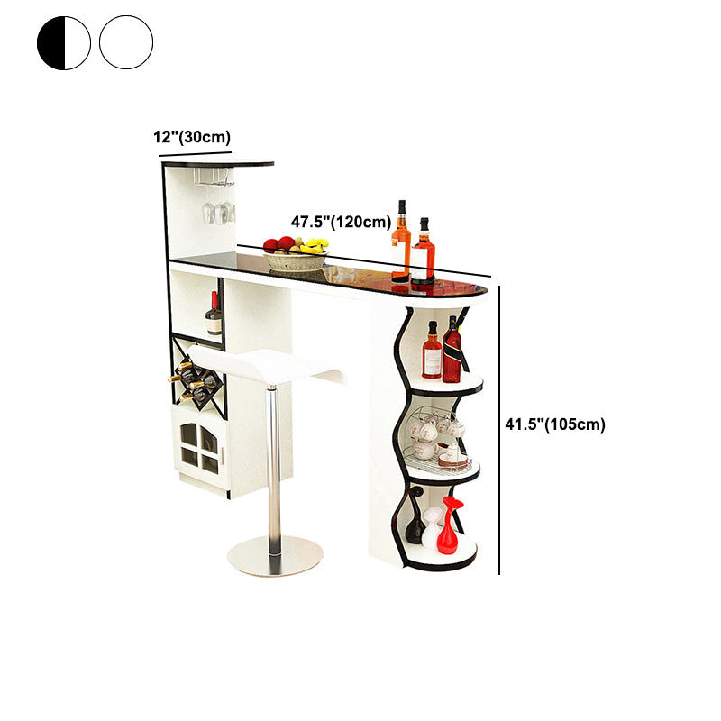 Industrial Pub Table Bar Height Specialty Bar Table with Wine Rack
