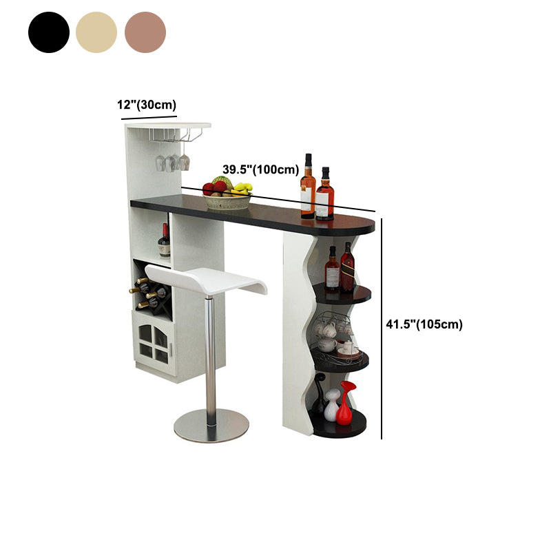 Industrial Pub Table Bar Height Specialty Bar Table with Wine Rack