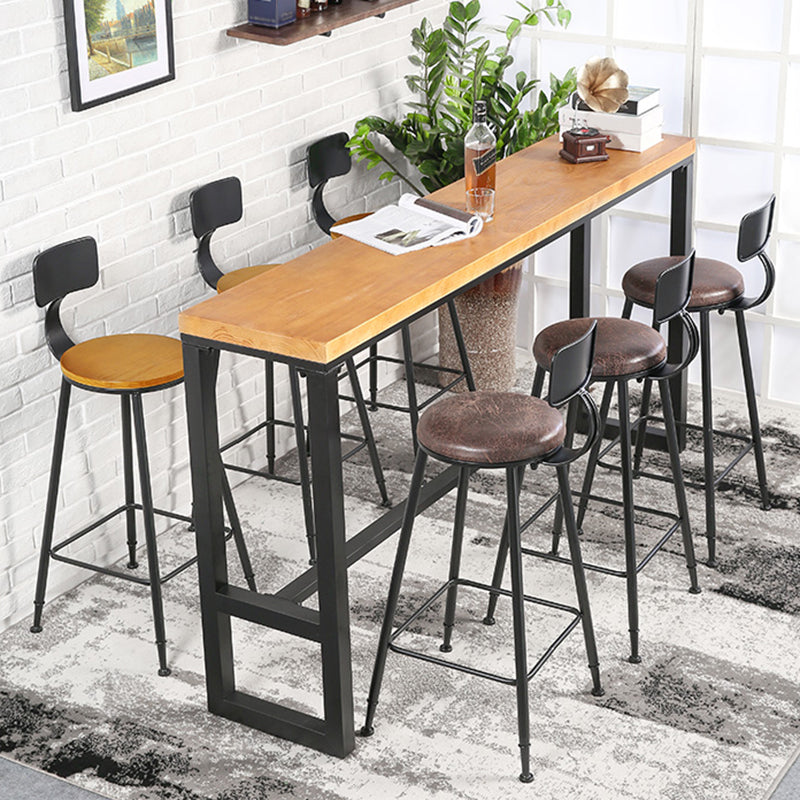 Rectangle Solid Wood Bistro Table Natural Bar Height Pub Table with Footrest