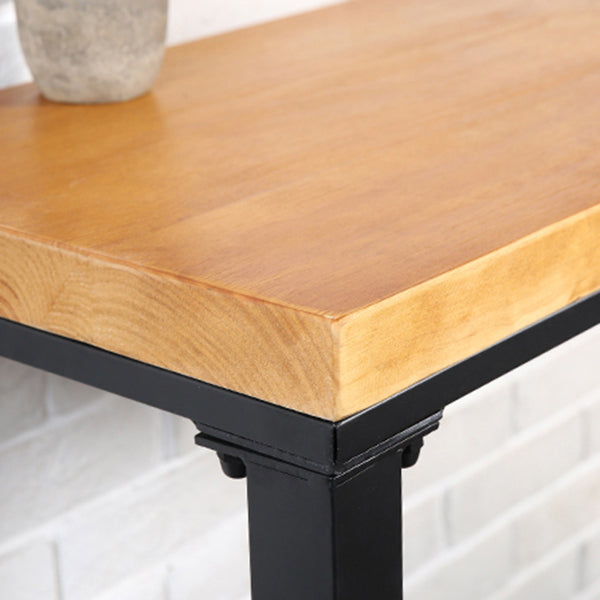 Rectangle Solid Wood Bistro Table Natural Bar Height Pub Table with Footrest