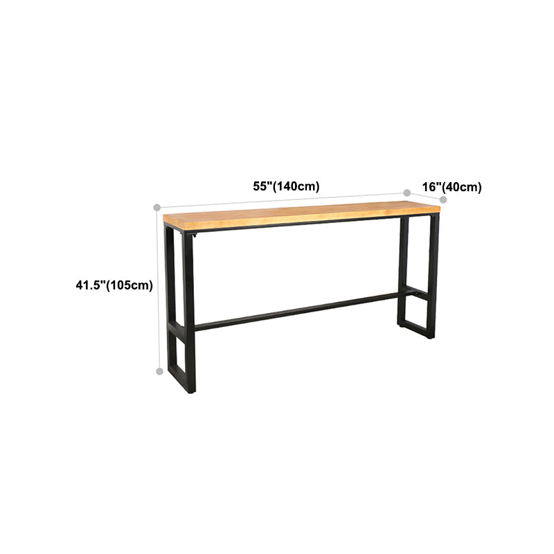 Rectangle Solid Wood Bistro Table Natural Bar Height Pub Table with Footrest