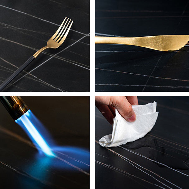 Modern Rectangle Bar Dining Table Stone and Metal Bar Table with Storage Base