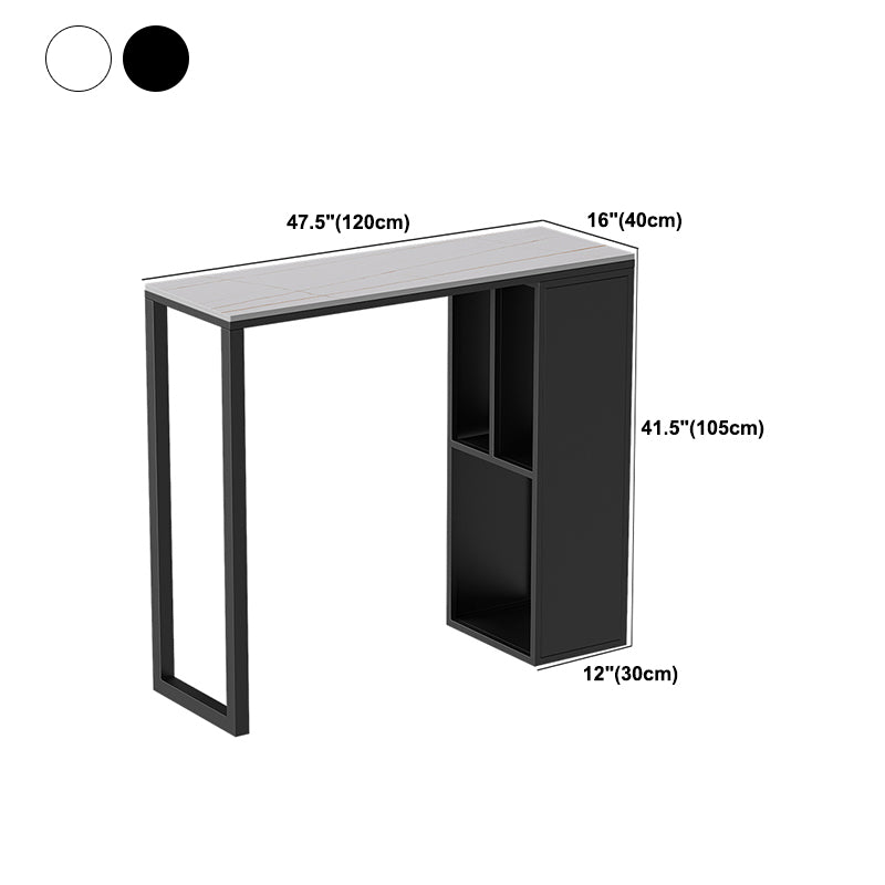 Modern Rectangle Bar Dining Table Stone and Metal Bar Table with Storage Base