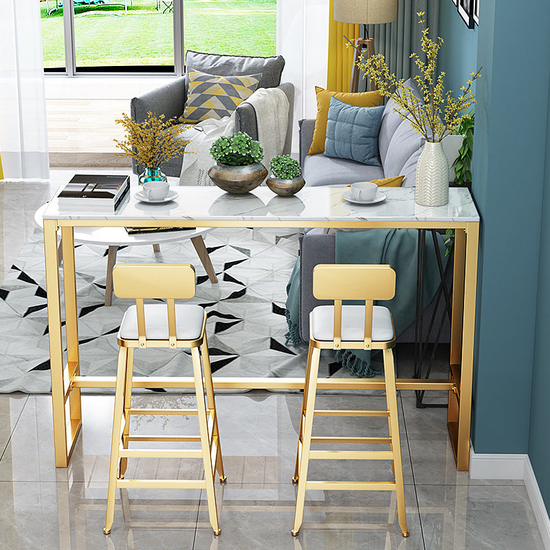 Glam Style Pub Table Bar Height Rectangle Bar Table for Breakroom