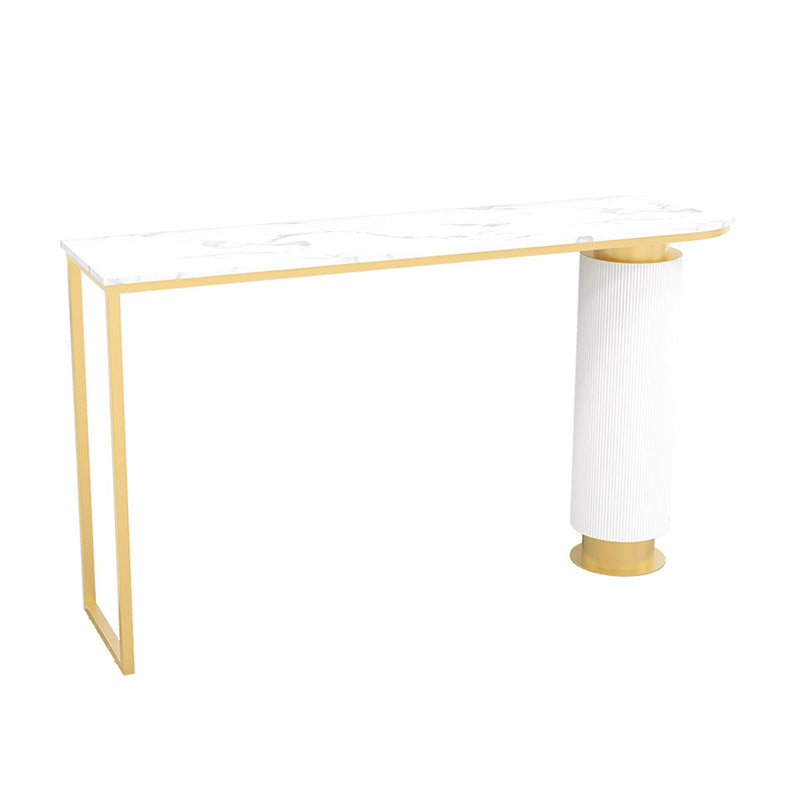 Contemporary Indoor Free Form Bar Table Stone Top and Metal Base Bar Table