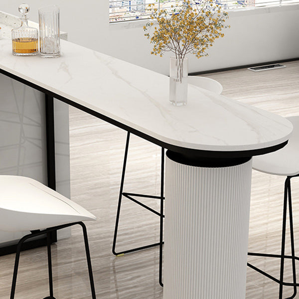 Contemporary Indoor Free Form Bar Table Stone Top and Metal Base Bar Table