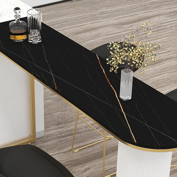 Contemporary Indoor Free Form Bar Table Stone Top and Metal Base Bar Table