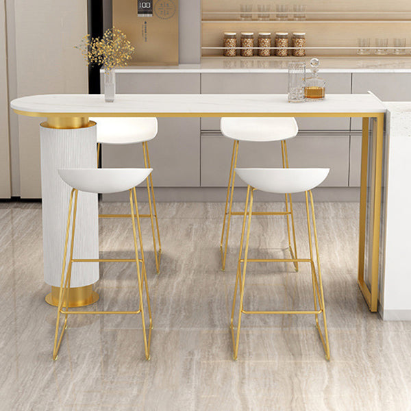 Contemporary Indoor Free Form Bar Table Stone Top and Metal Base Bar Table