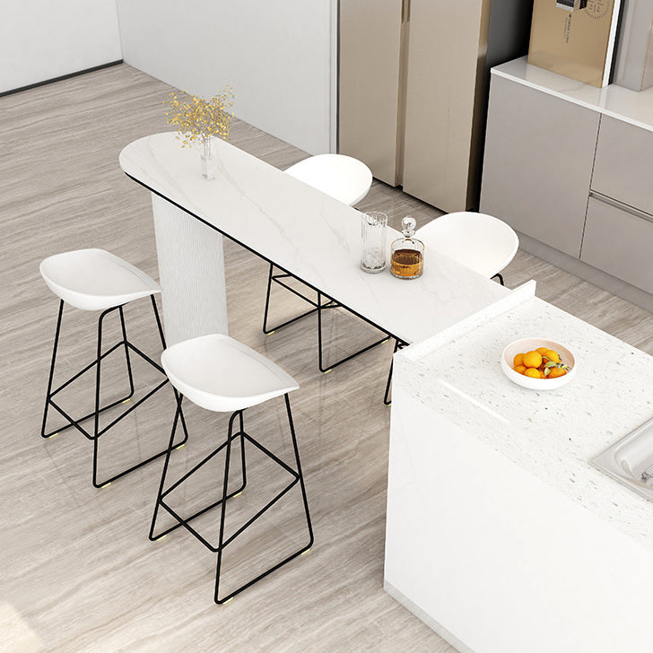 Contemporary Indoor Free Form Bar Table Stone Top and Metal Base Bar Table