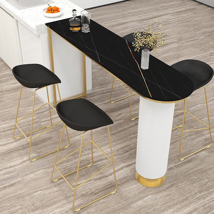 Contemporary Indoor Free Form Bar Table Stone Top and Metal Base Bar Table