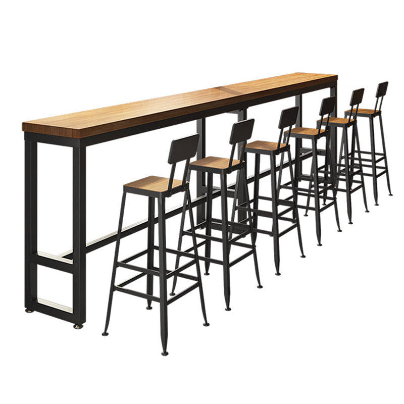 Industrial Style Pub Table Bar Height Solid Wood Rectangle Bar Table for Indoor