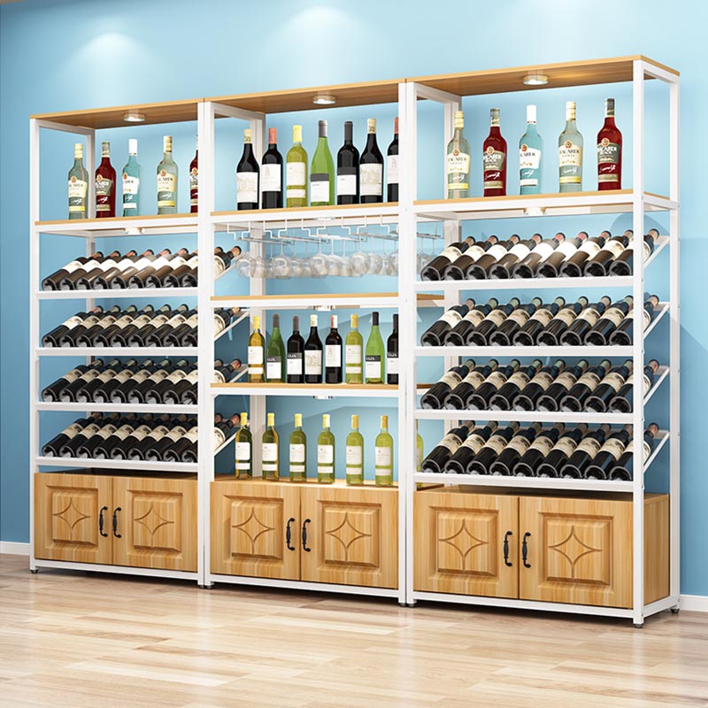 Mid-Century Modern Wine Rack Floor Solid Wood Wine Holder Rack