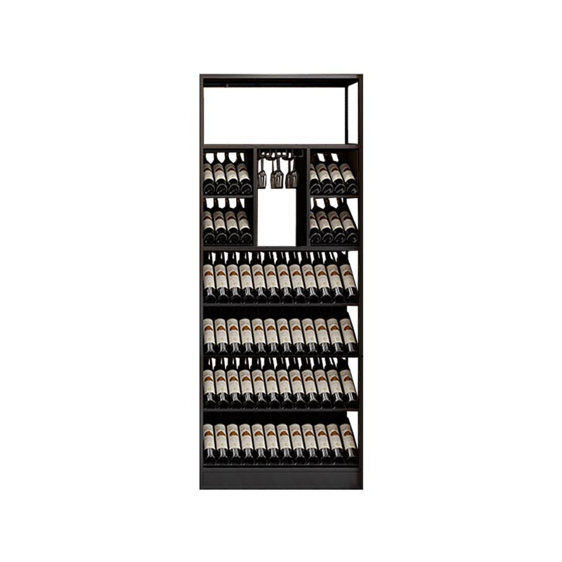 Black Stemware Holder Wine Holder Metal Floor Wine Rack Kit with Shelf