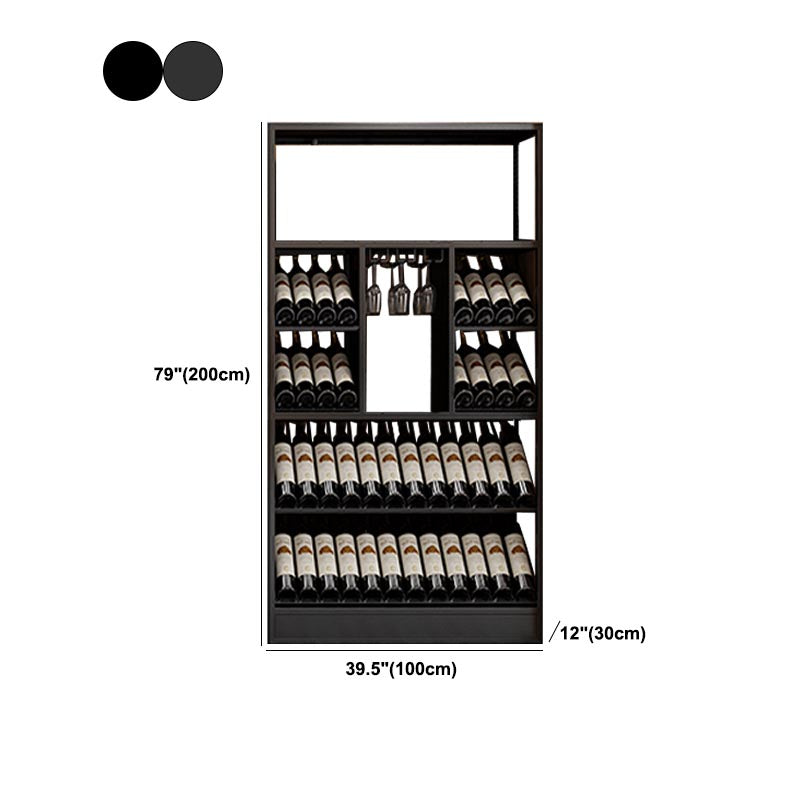 Black Stemware Holder Wine Holder Metal Floor Wine Rack Kit with Shelf