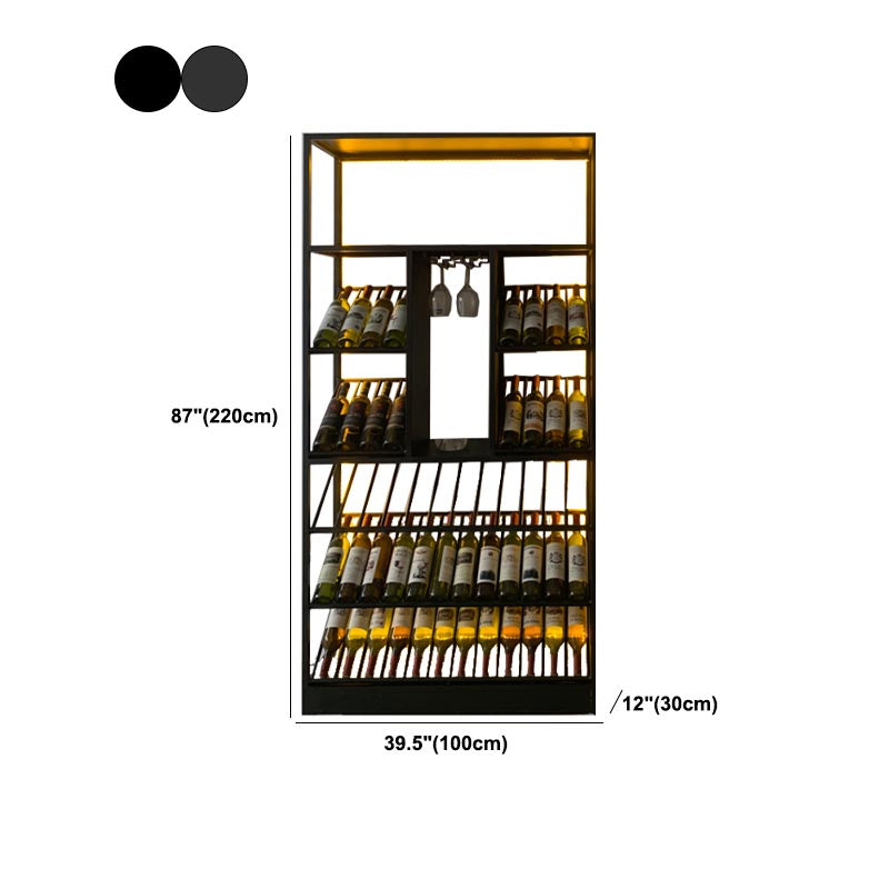 Black Stemware Holder Wine Holder Metal Floor Wine Rack Kit with Shelf