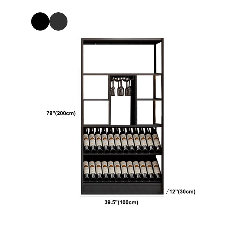 Black Stemware Holder Wine Holder Metal Floor Wine Rack Kit with Shelf