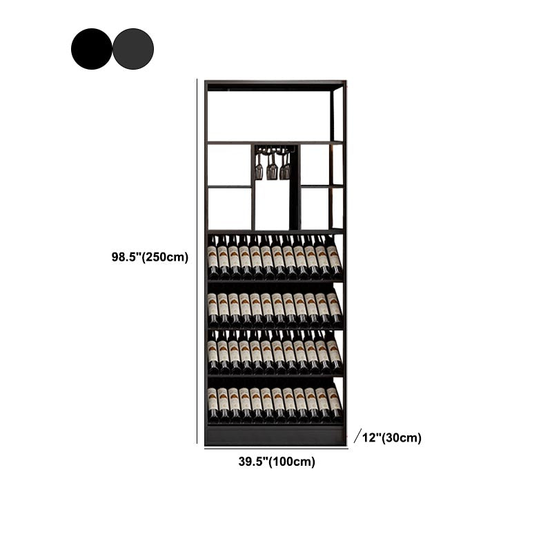 Black Stemware Holder Wine Holder Metal Floor Wine Rack Kit with Shelf