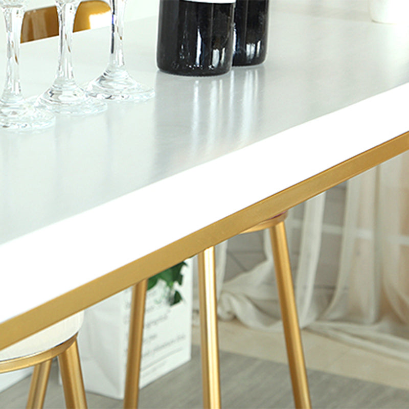 1/4 Pieces Moderns Rectangle Pub Table Set Wooden Counter Table with High Stools